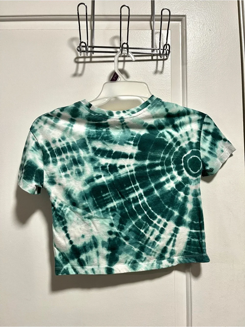 Justice Green Tie-Dye Crop Tee Size Small